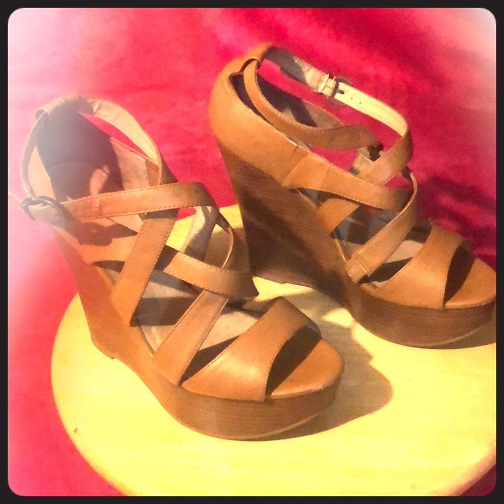 Aldo wedge sandals brown open toe